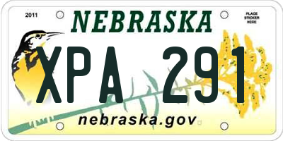 NE license plate XPA291