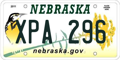NE license plate XPA296