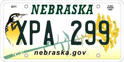 NE license plate XPA299