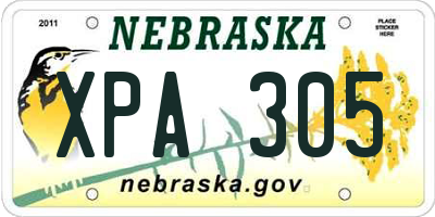 NE license plate XPA305