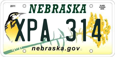 NE license plate XPA314