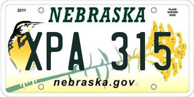 NE license plate XPA315