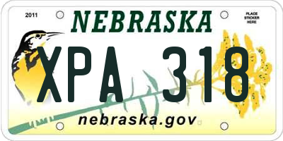 NE license plate XPA318