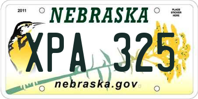 NE license plate XPA325