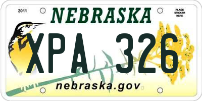 NE license plate XPA326