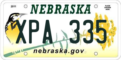NE license plate XPA335