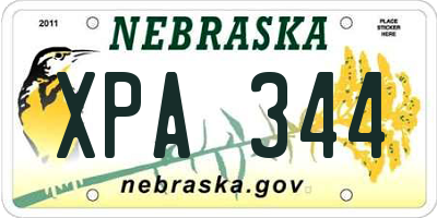 NE license plate XPA344