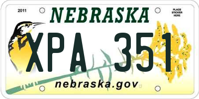 NE license plate XPA351
