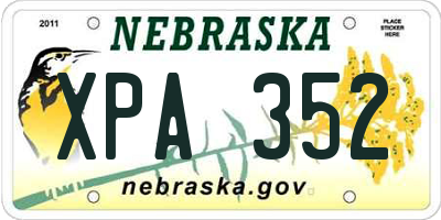 NE license plate XPA352