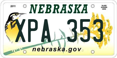 NE license plate XPA353