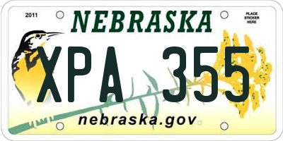 NE license plate XPA355