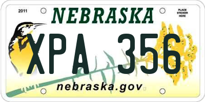 NE license plate XPA356