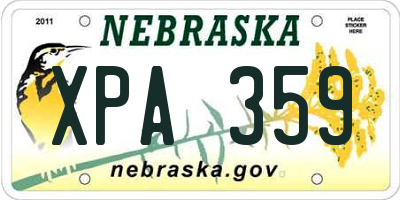 NE license plate XPA359