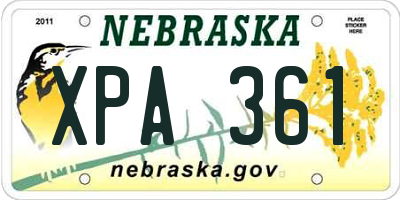 NE license plate XPA361