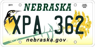 NE license plate XPA362