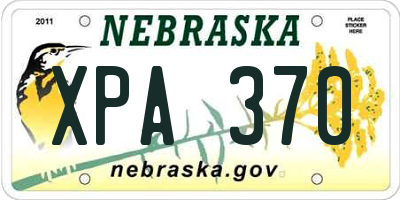 NE license plate XPA370