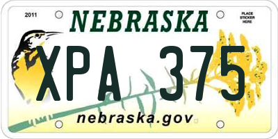 NE license plate XPA375