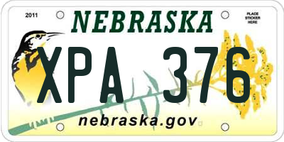 NE license plate XPA376