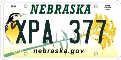 NE license plate XPA377