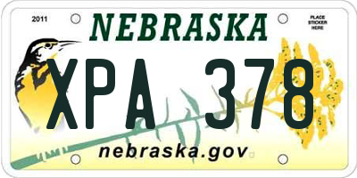 NE license plate XPA378