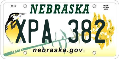 NE license plate XPA382