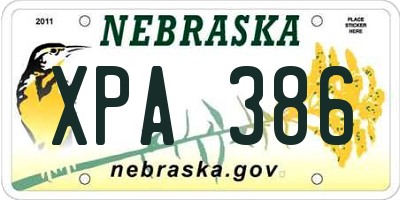 NE license plate XPA386