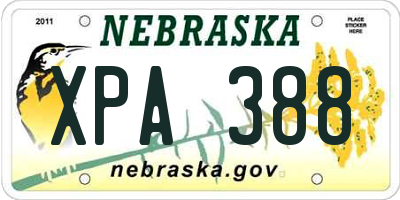 NE license plate XPA388