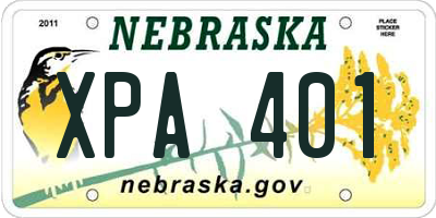 NE license plate XPA401