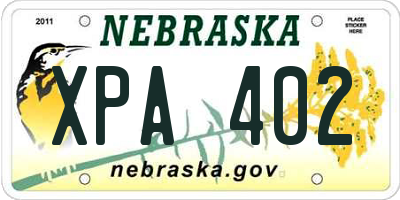 NE license plate XPA402