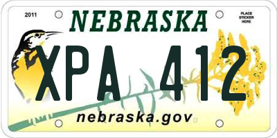 NE license plate XPA412