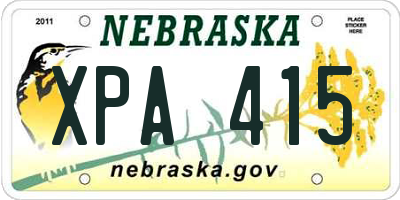 NE license plate XPA415