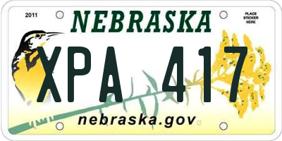 NE license plate XPA417