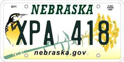 NE license plate XPA418