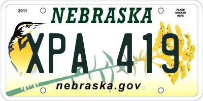 NE license plate XPA419