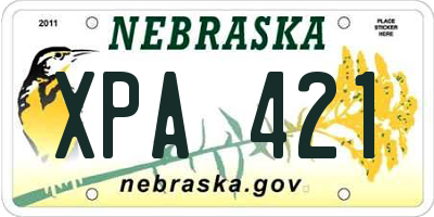 NE license plate XPA421