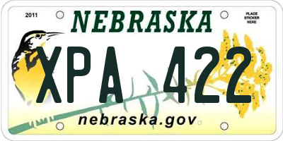 NE license plate XPA422