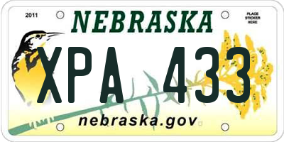 NE license plate XPA433