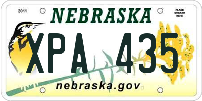 NE license plate XPA435