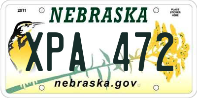 NE license plate XPA472