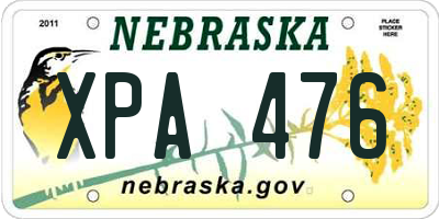 NE license plate XPA476