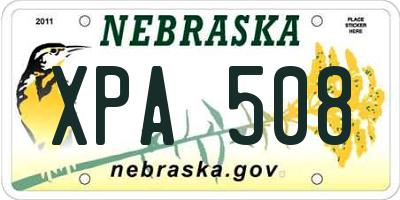 NE license plate XPA508