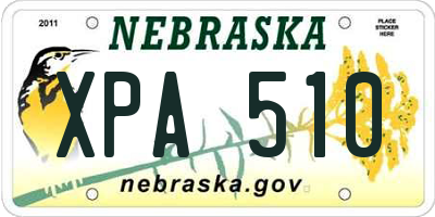 NE license plate XPA510