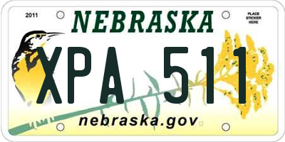 NE license plate XPA511