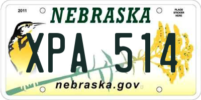 NE license plate XPA514