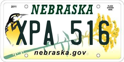 NE license plate XPA516