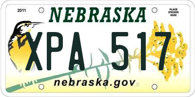 NE license plate XPA517