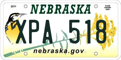 NE license plate XPA518