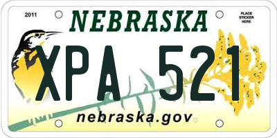 NE license plate XPA521