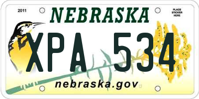 NE license plate XPA534