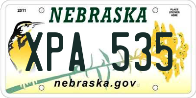 NE license plate XPA535